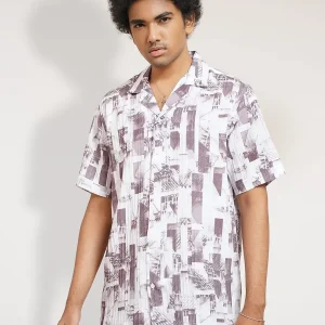 Monochrome Pixel Check Cuban Shirt
